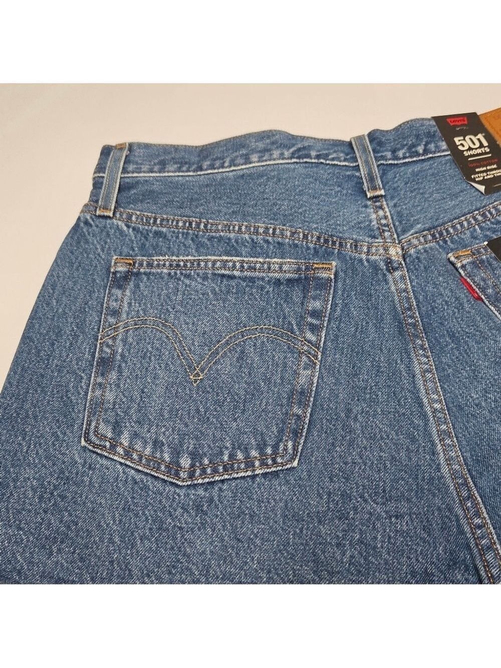 Levi's 501 Original Style Premium Denim High Rise Shorts Cut Off Women's Size 31 - Picture 9 of 16